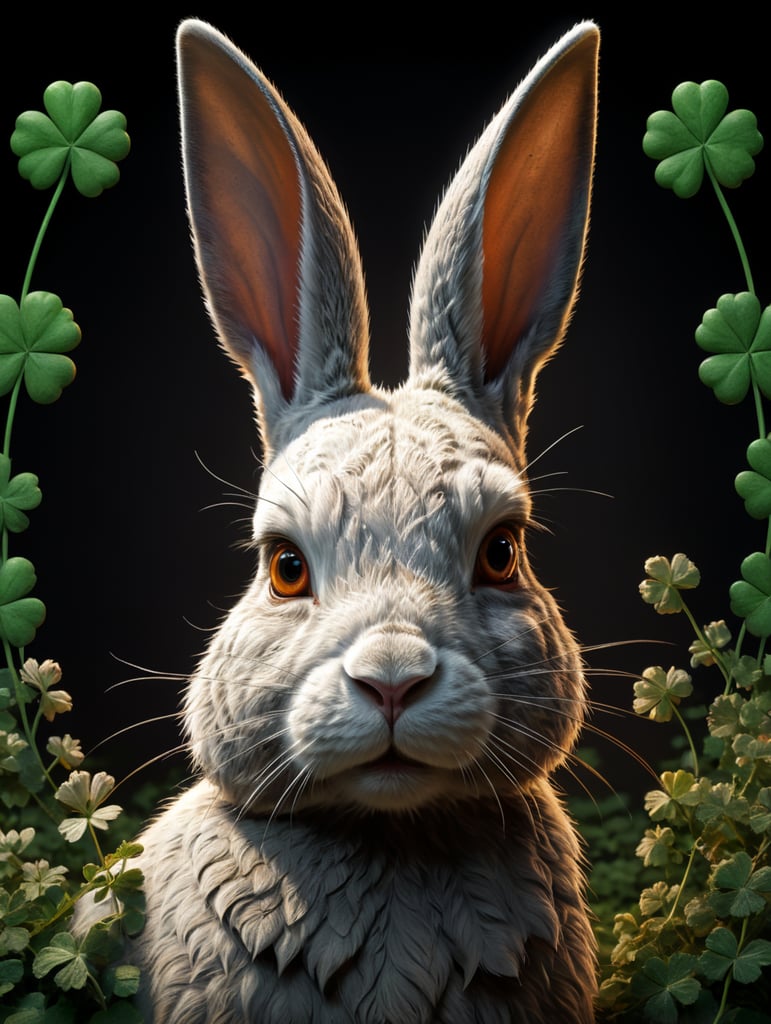 Rabbit silhouette in front of 4h clover logo