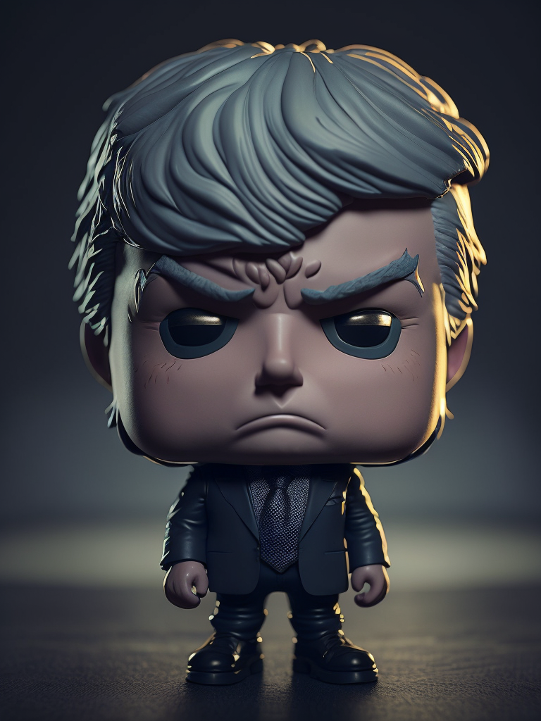 Intricate portrait of 3d render of funko pop of Donald Trump, whole wide shot