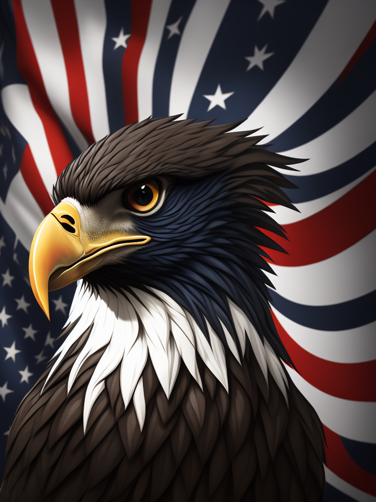 Eagle icon with USA flag wings red white and blue