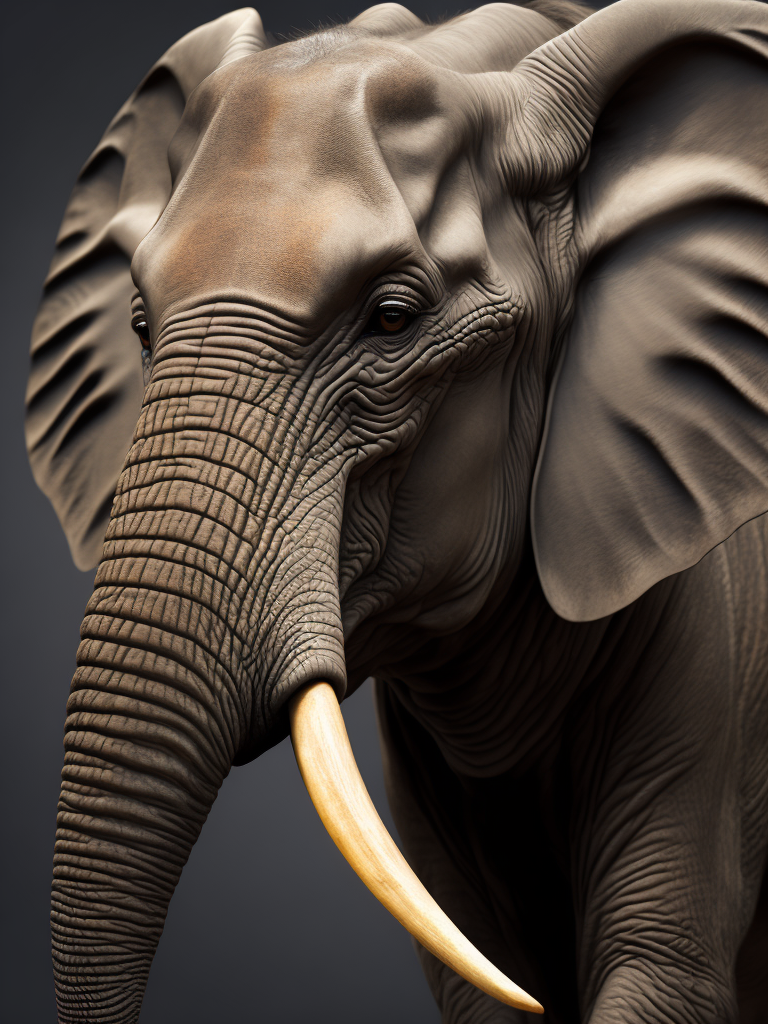 (Subject Description: realistic wall head) A realistic digital illustration of a AFRICAN ELEPHANT portrayed in a stylized to represent the AFRICAN ELEPHANT and its significance