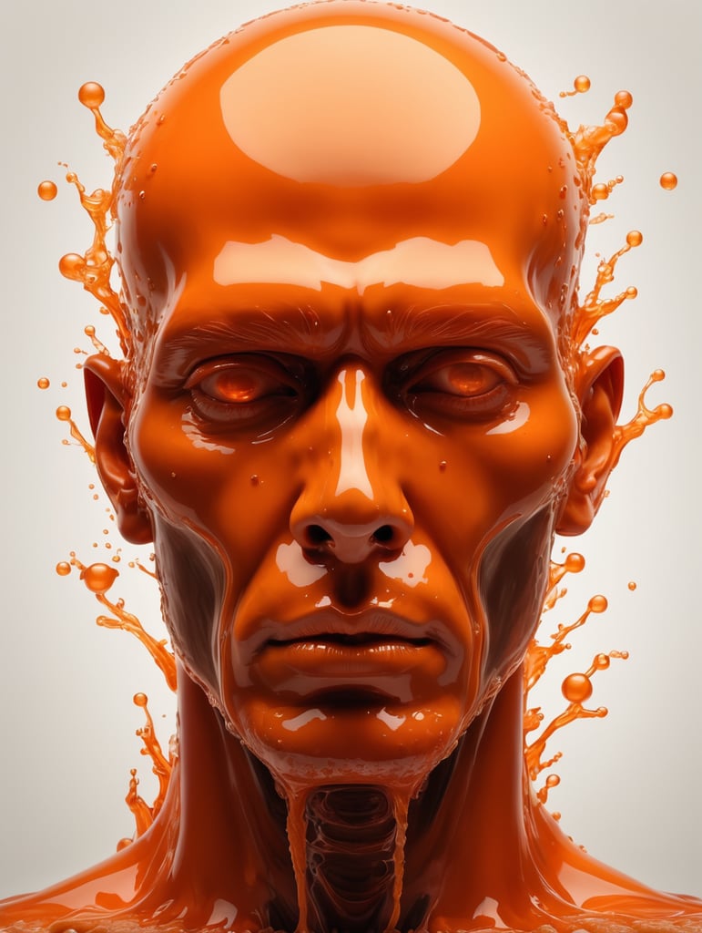 The human body is enveloped in an orange liquid substance, a powerful substance called D3O.