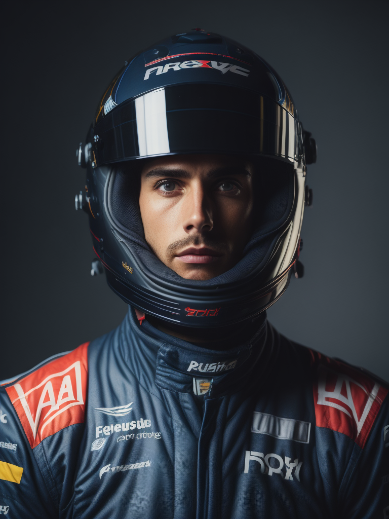 Formula 1 driver with helmet and costume