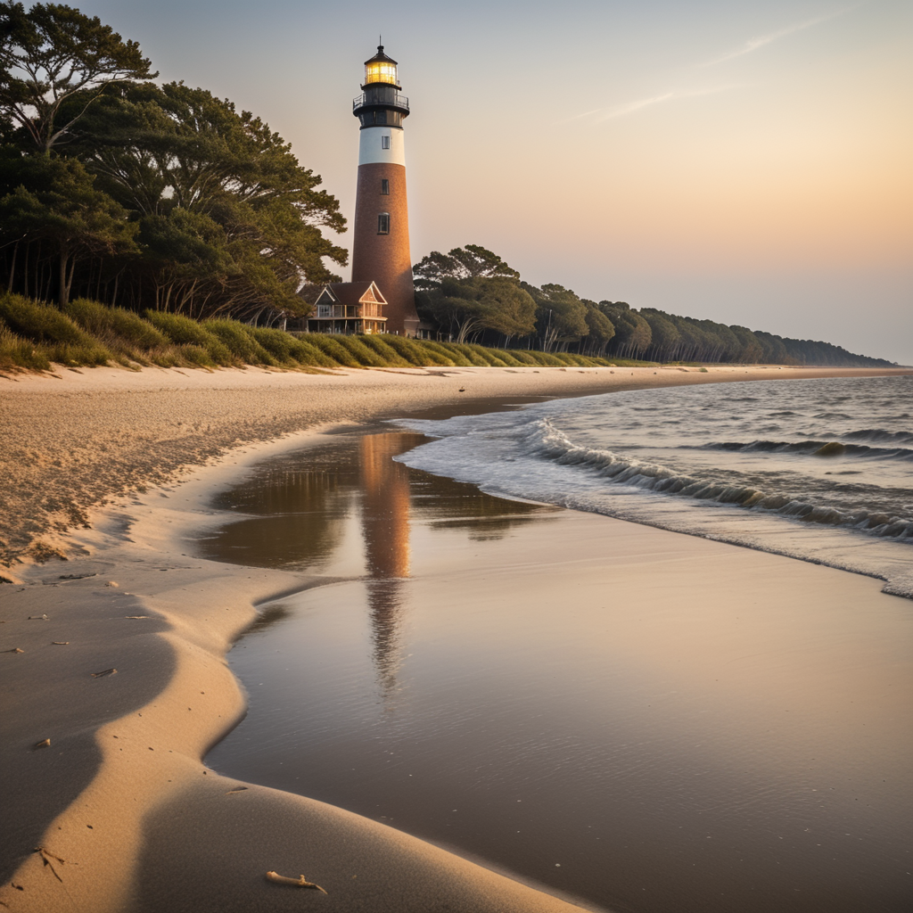 View of Currituck Lighthouse from the beach