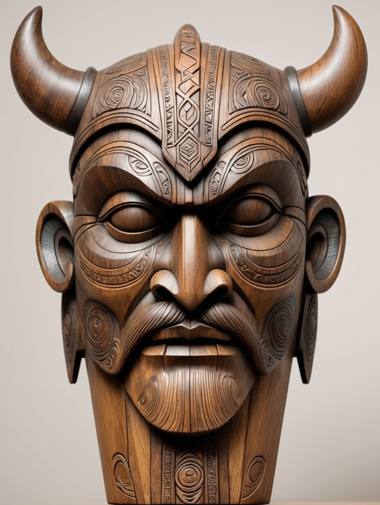 A totem crafted from Viking wood, representing a spirit entity, sacred item, or symbolic emblem, functions as a representation of a collective, be it a family, clan, lineage, or tribe, akin to the spirit emblem within the Viking clan.
