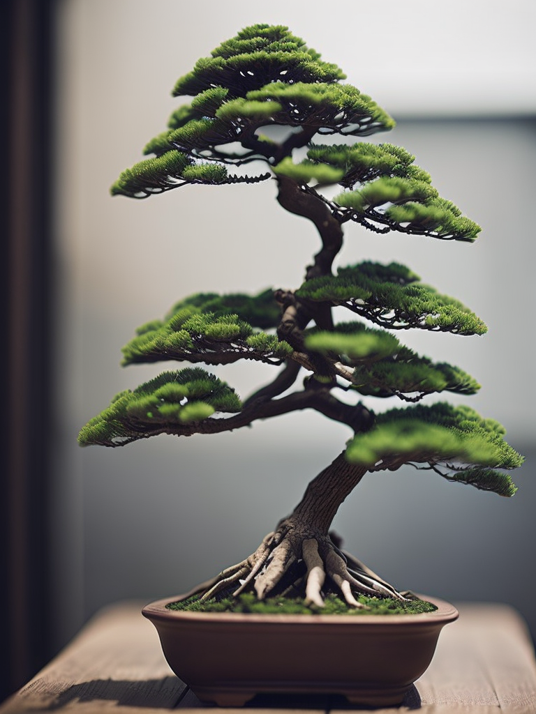 bonsai tree, tilt shift, depth of field