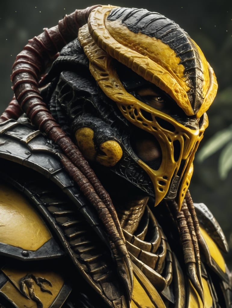 Scorpion from mortal Kombat mixed with the predator