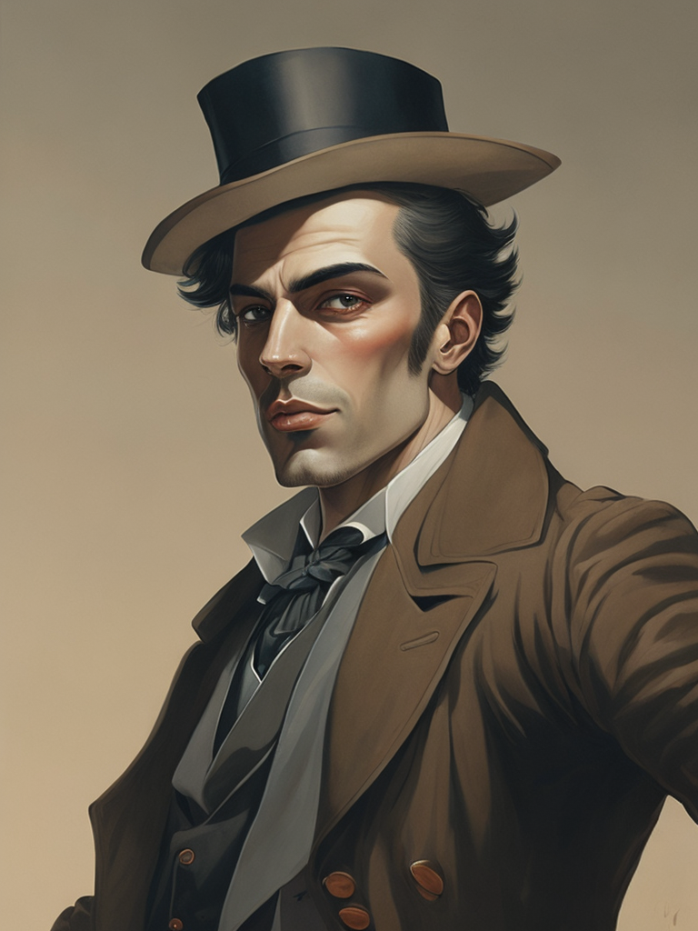 Vintage portrait of a man in a top hat and a buttoned frock coat and with a cigar in his mouth, Aggressive look, sharp focus, highly detailed