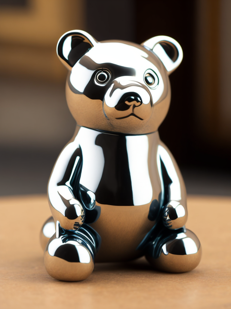 small chrome figure of a bear toy