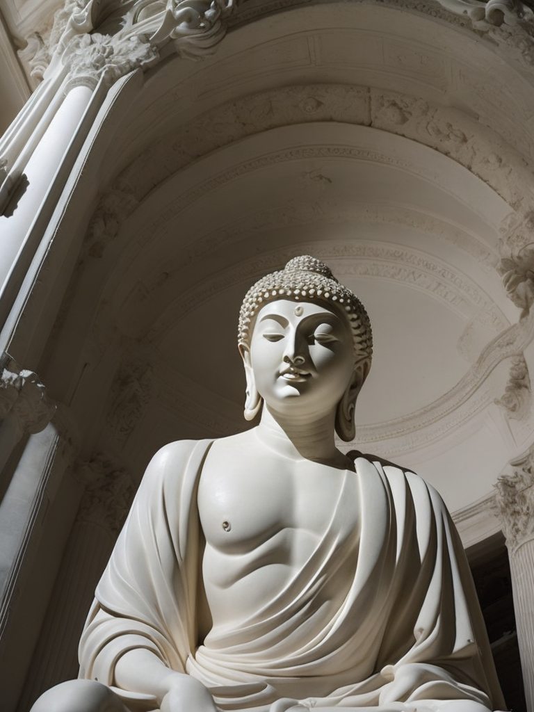 Sculpture of buddha, Marble, Painting, Baroque, Italy, style of Gian Lorenzo Bernini