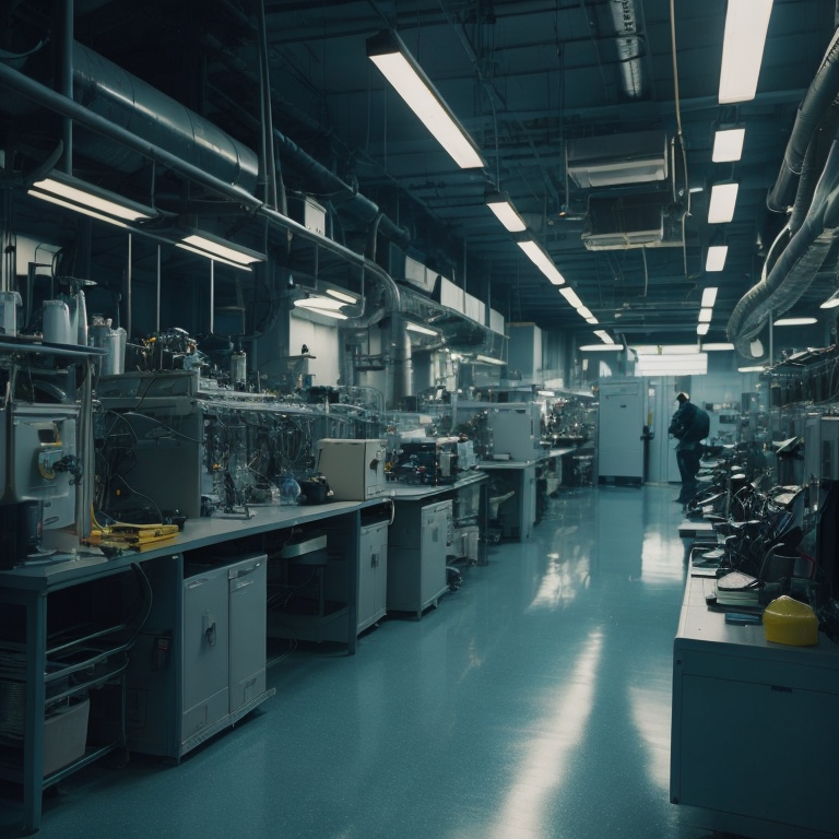 production of microprocessors, laboratory assistants, a lot of glass and equipment