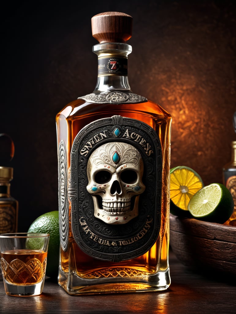 una botella de tequila llamado siete aztecas