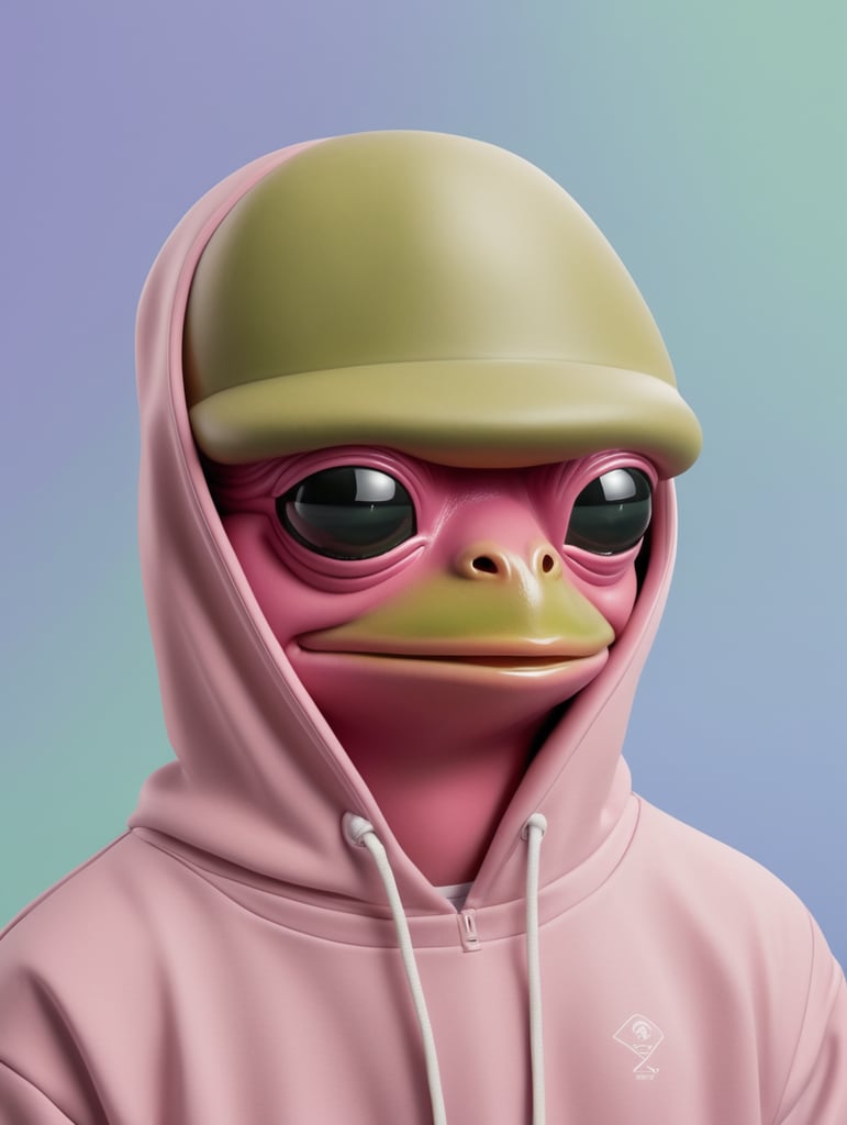 Pepe frog in a pink lukso hoodie
