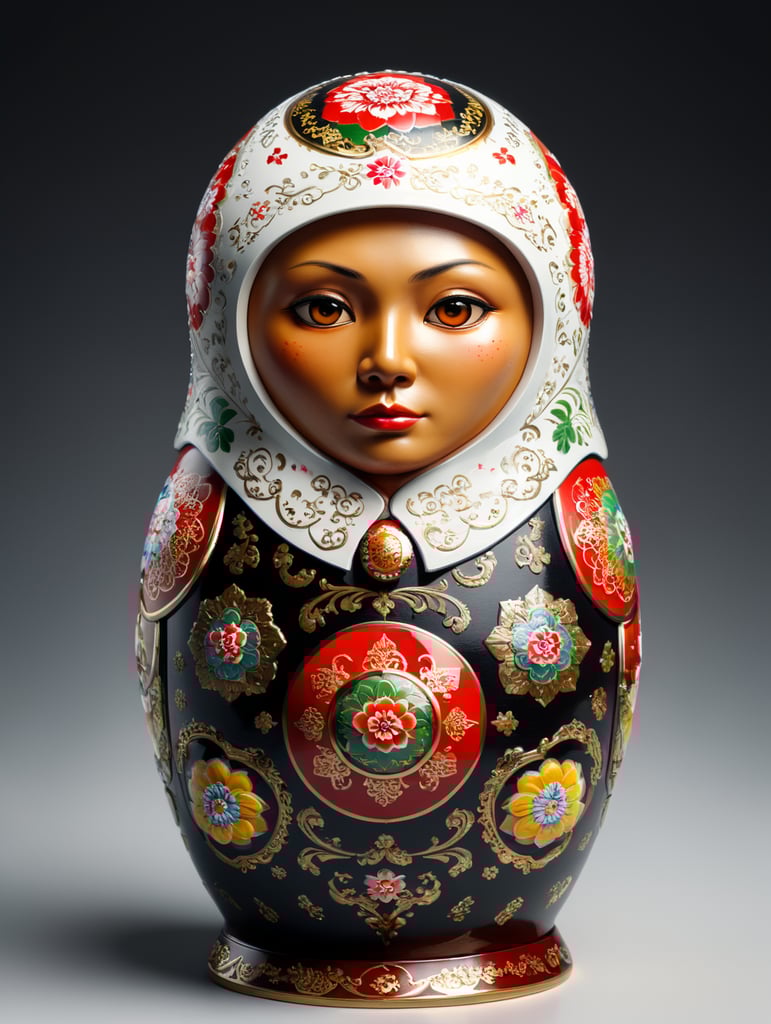 Матрешка, китайский гангстер, белый фон, изолирован