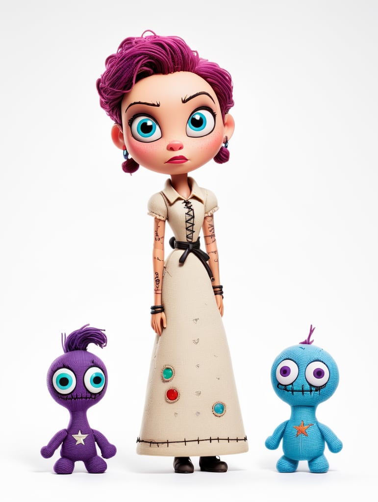 white background voodoo doll basic pins stitched