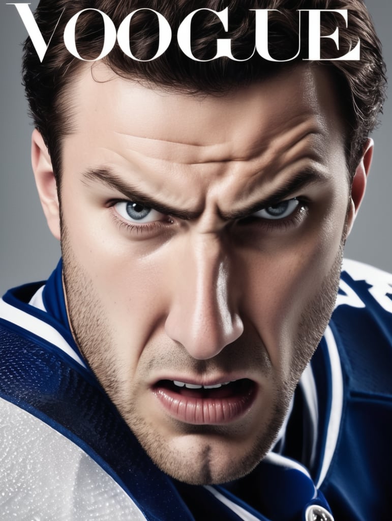 Toronto Maple Leafs Ice hockey player angry face on the cover of Vogue