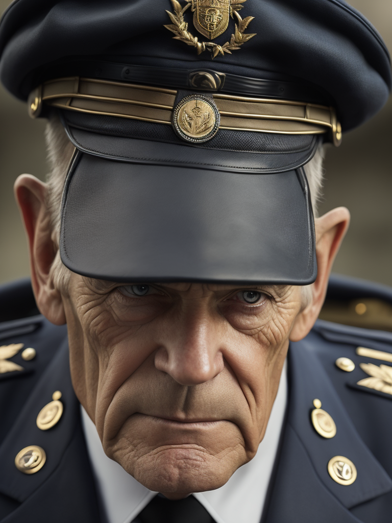 51-year-old German WWII admiral, ruthless in uniform with gestapo emblems. close-up image with 4K, maximum resolution, cinematic effect.