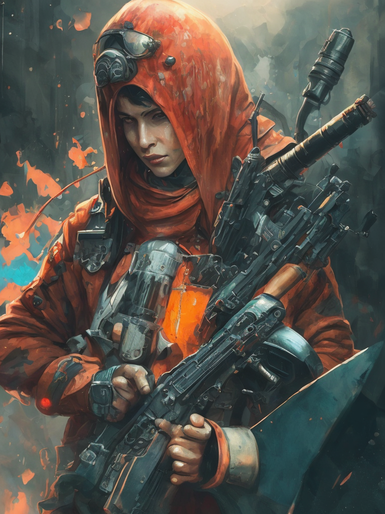 terrorist from counter strike game with ak-47, ultra realism, super detailed, neon colors, magazine cover, professional shot, magazine photography, bright saturated colors, sharp focus, highly detailed