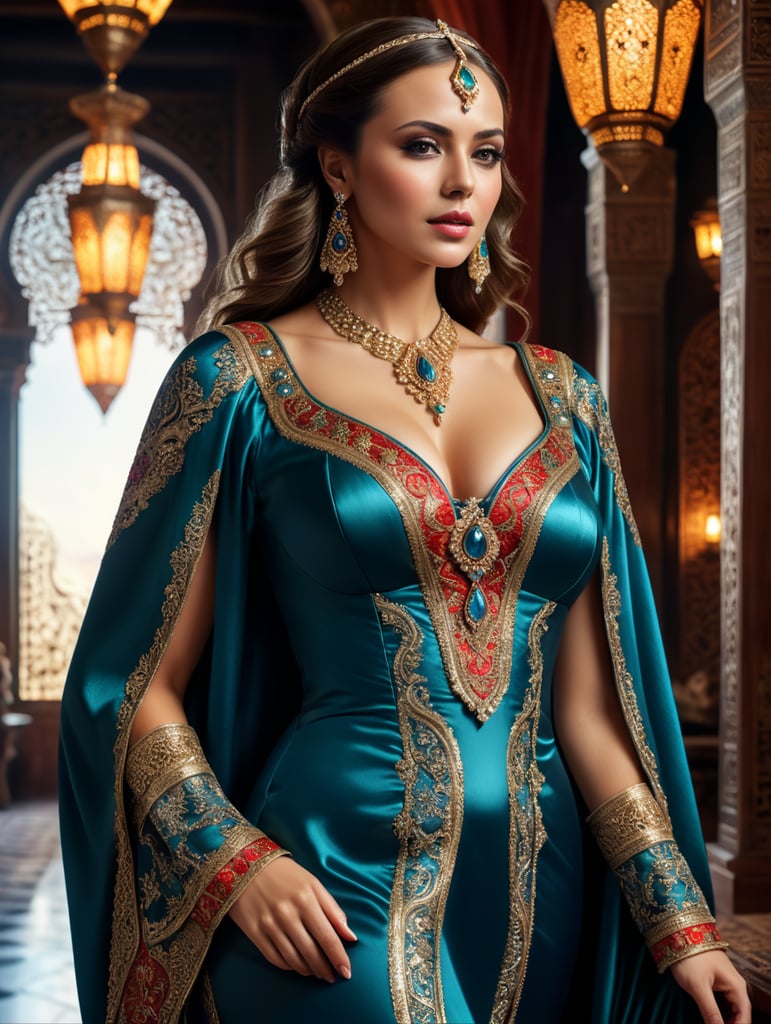 Caftan traditionnel, morrocan style, bustier, without sleeves, haute couture, luxury, fashion design, elegant