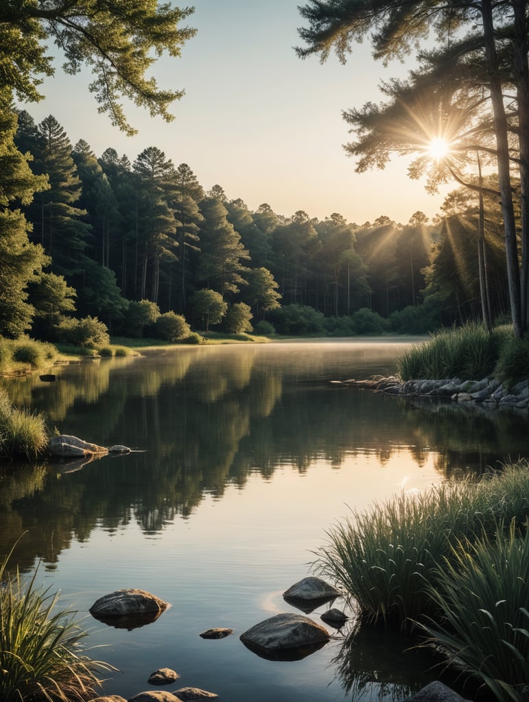 summer lake sun minimalist poster