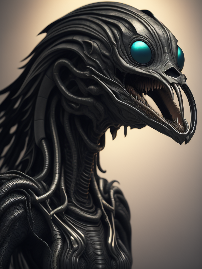 Abstract Hyperrealism Shiny Fluorescent Reflective Minimalism Creature, Hidden Xenomorph, Giger, Moebius, Soulages