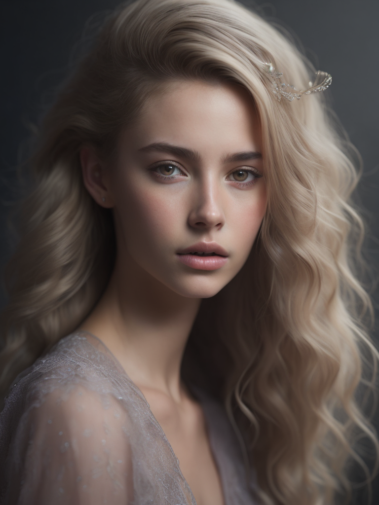 A girl have biomechanical brain, transparent, bioluminiscent creatures, 8k resolution, trending on artstation, cinematic, hyper realism, goddess close-up portrait, chimera orchid jellyfish, 3d