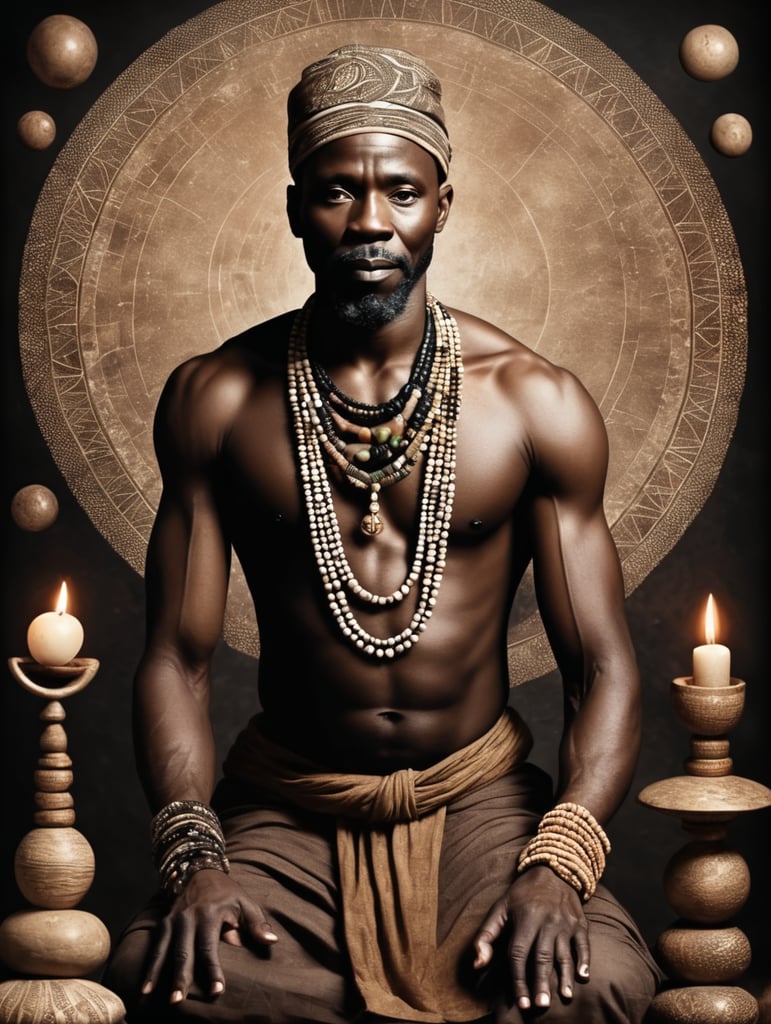 guide spirituel africain sur fond noir