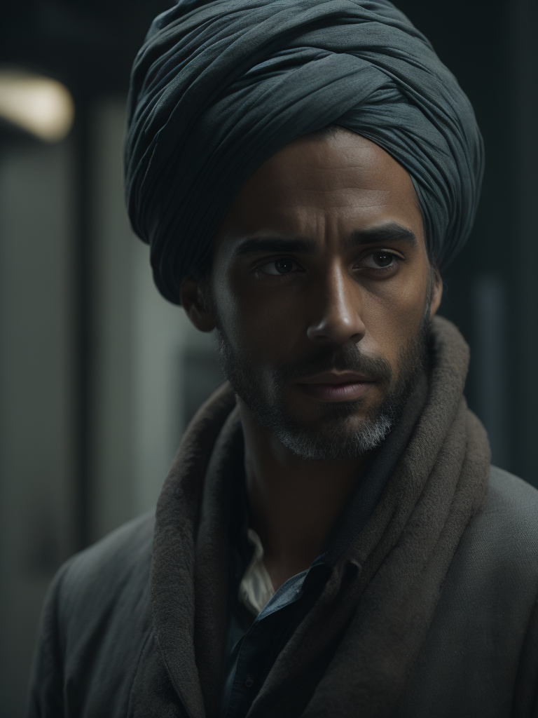 a man in a black dress and a turban