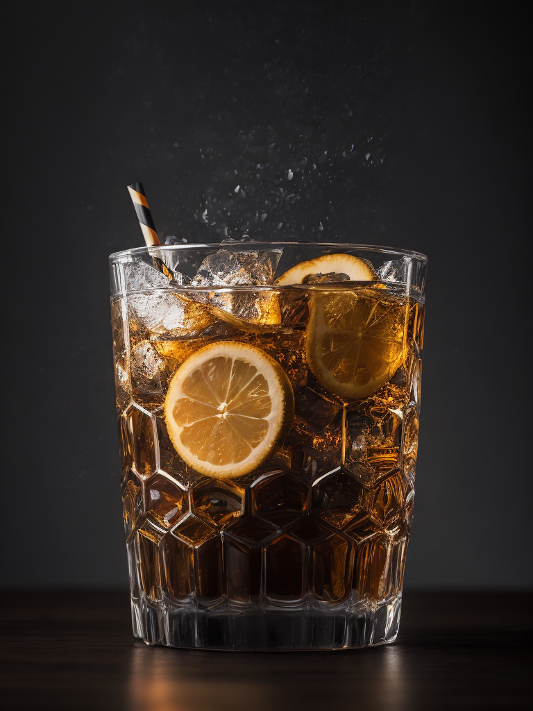 Glass with whiskey-cola cocktail