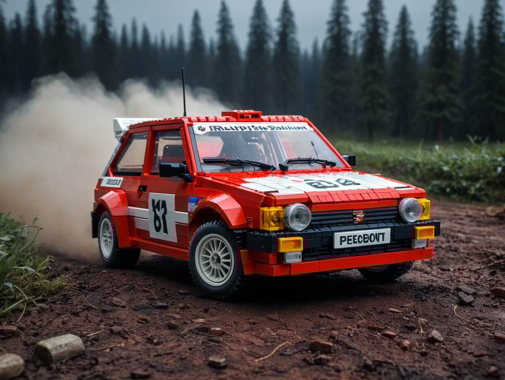 Lego Peugeot 106 Rallye, red, full view