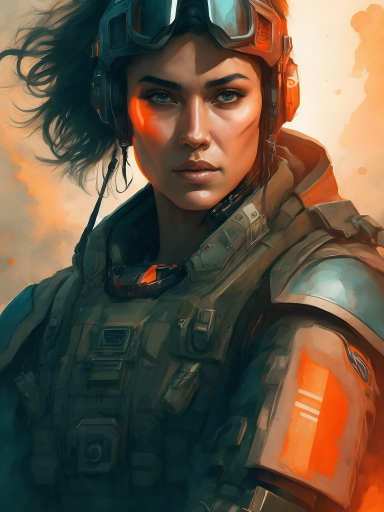 sci fi military poster, portrait of a hero in a front