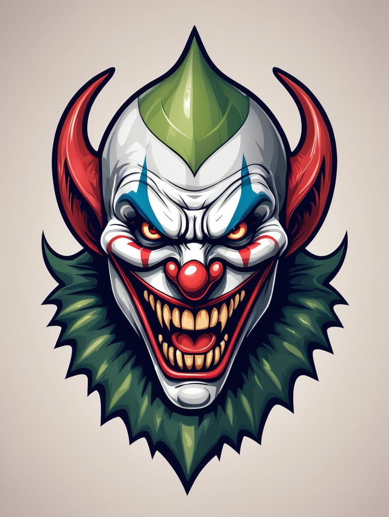 Joker head as clown mascot esports logo, angry, Sharp teeth alien style, detailed gaming logo, vector image