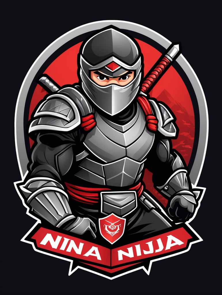 Ninja warrior mascot logo, black background, e-gaming, Gaming Logo, illustration, vector image