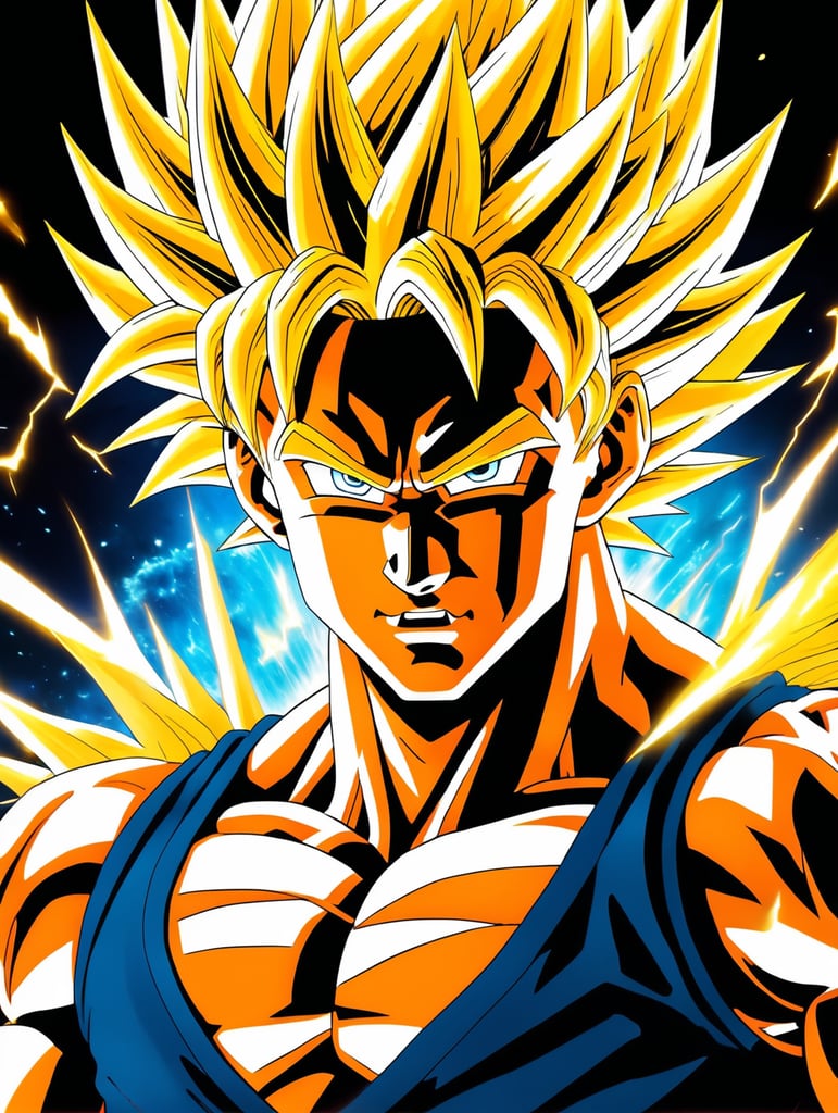 Goku from dragonball z turning super sayain 2