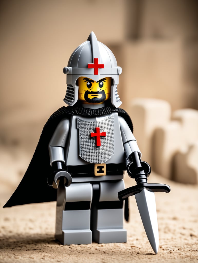 medieval knight templar as a lego character