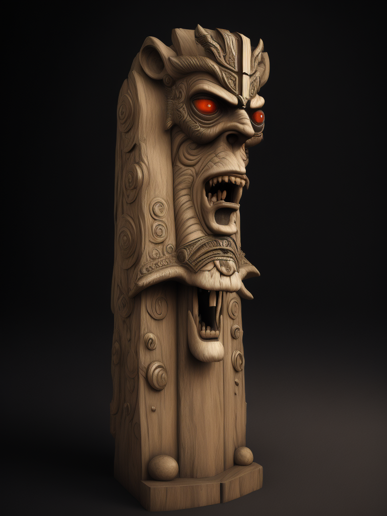 Slavic Totem Pole, deep carved, Slavic angry god face, Slavic Nation, slavic culture, odin