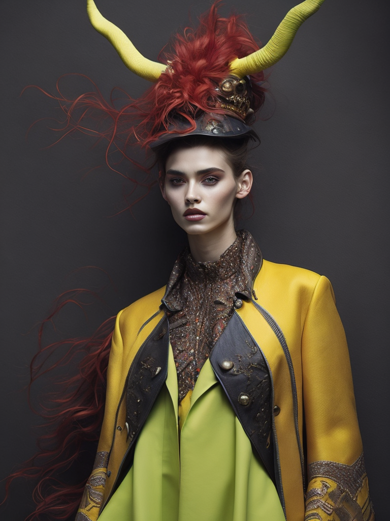 surreal fashion for monsters in alternate realities, showing off bold textures and colors, dynamic