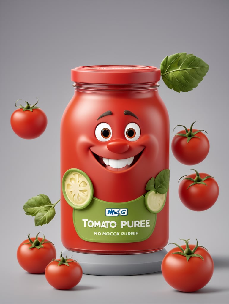 tomato puree jar mockup, no label, isolated, grey background