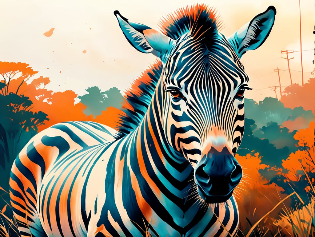 [Masterpiece, Best quality, High resolution], [Vector image, Highly detailed, Flat design], [Colorful], [zebra in simple savanna background], [Soft lighting, Transparent background], [Simple, Vibrant colors, Nature-inspired, Majestic]