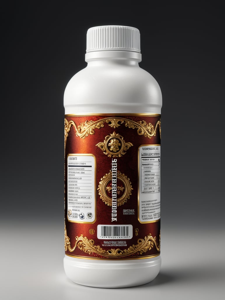 White background, supplement bottle side view product photography without a label, ultra-realistic, ultra-detailed, Object in the center of the image