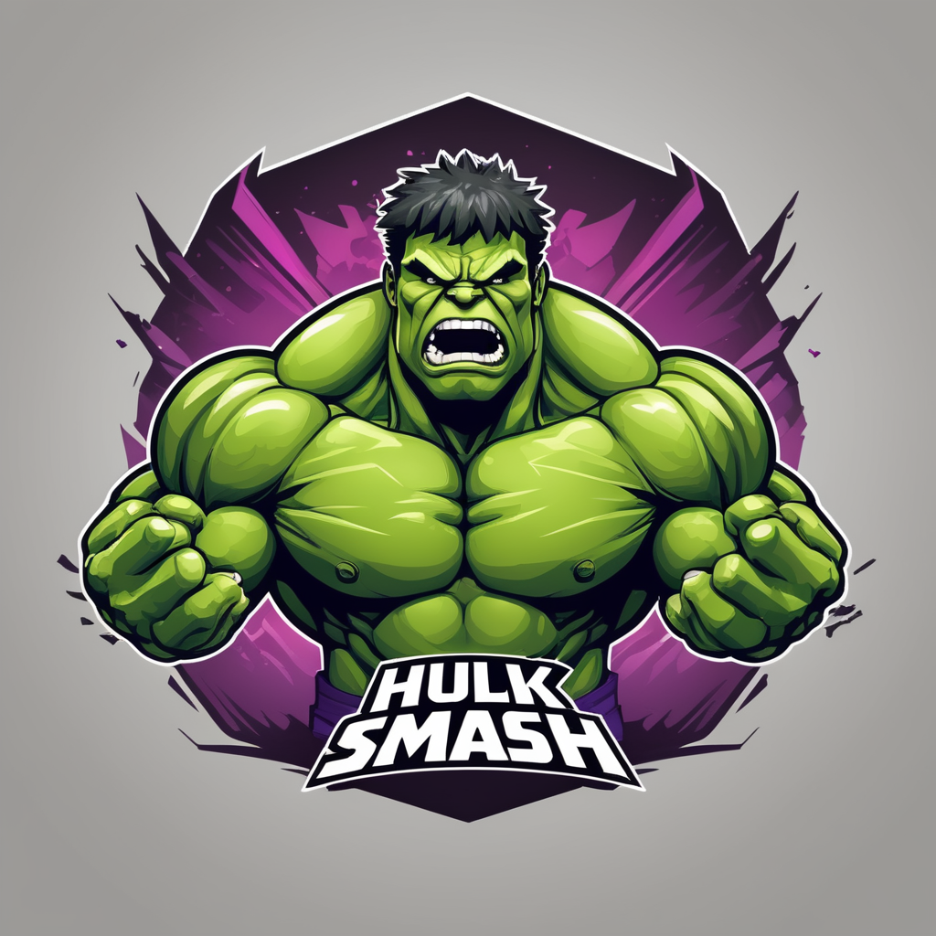 Vector Hulk smash mascot logo, e-gaming, bright colors, Gaming Logo, vector image