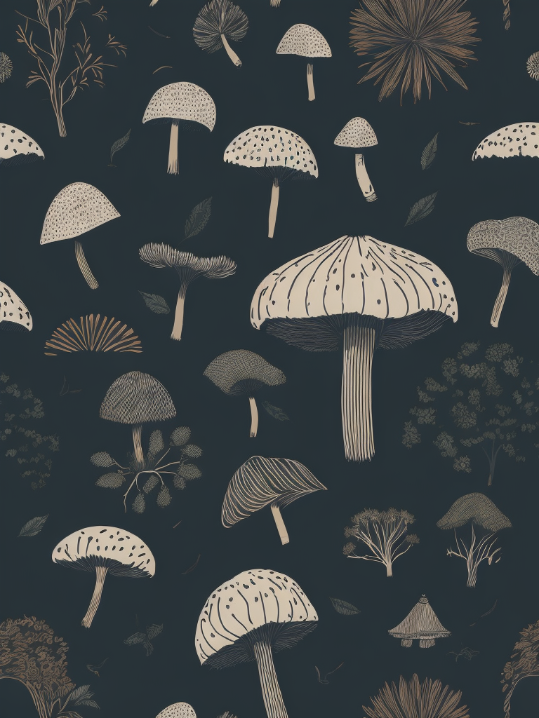 Traditional hand drawn cute funny mushroom with soft colors sets seamless pattern conceptual unique elegant shapes pattern