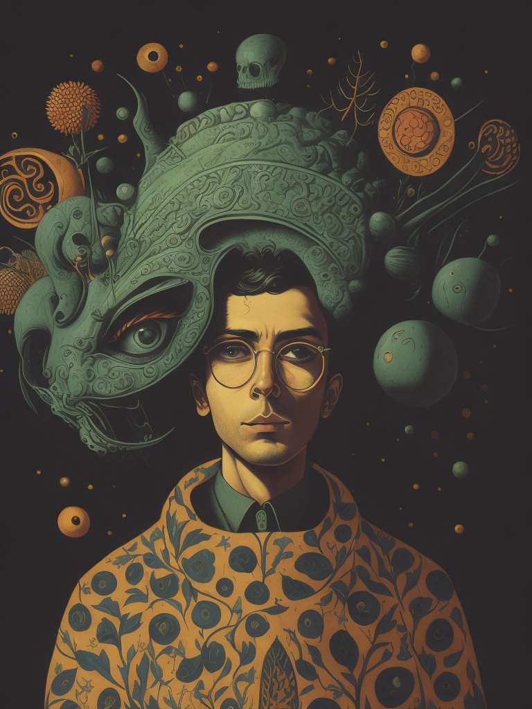 cinematic realism, surrealist art, The Treachery of Images, vibrant colors, artwork by Victor Brauner, Victor Moscoso