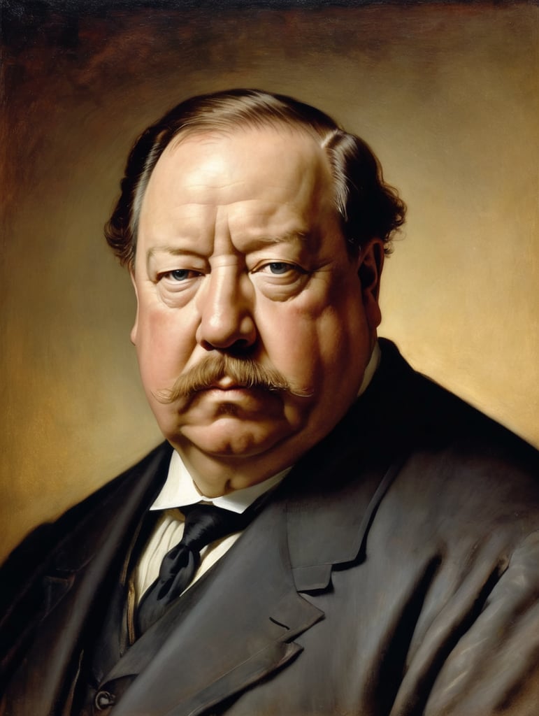 Portrait of William Howard Taft by Rembrandt Harmenszoon van Rijn, sad face, America, so sorry