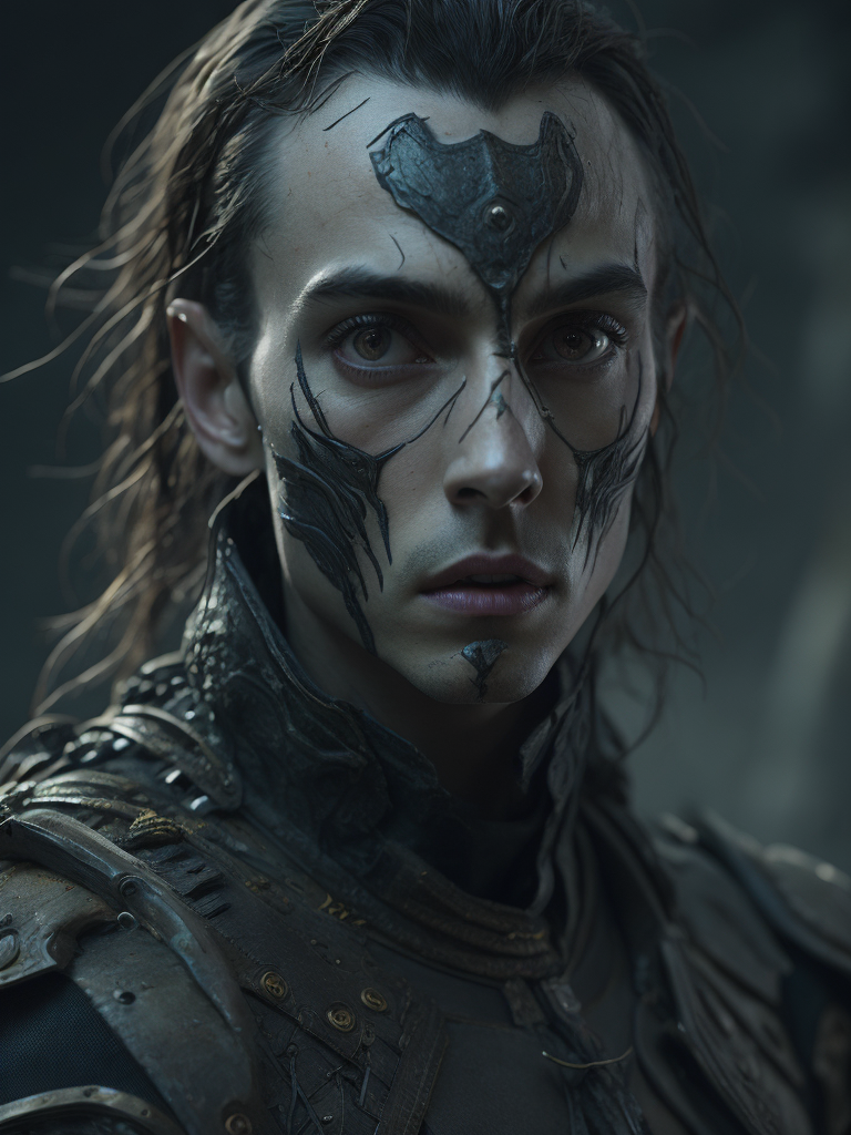 fantasy alien concept art, scary, white