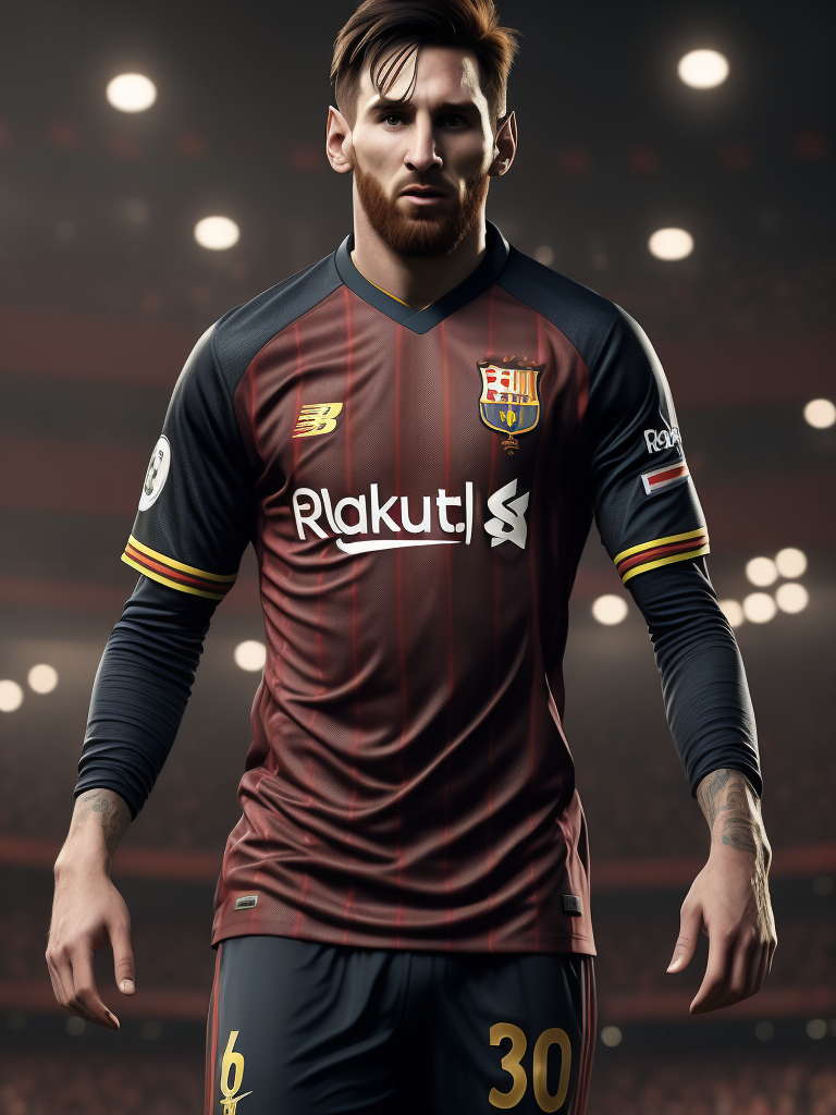 Lionel Messi wearing a Liverpool 2023 football kit