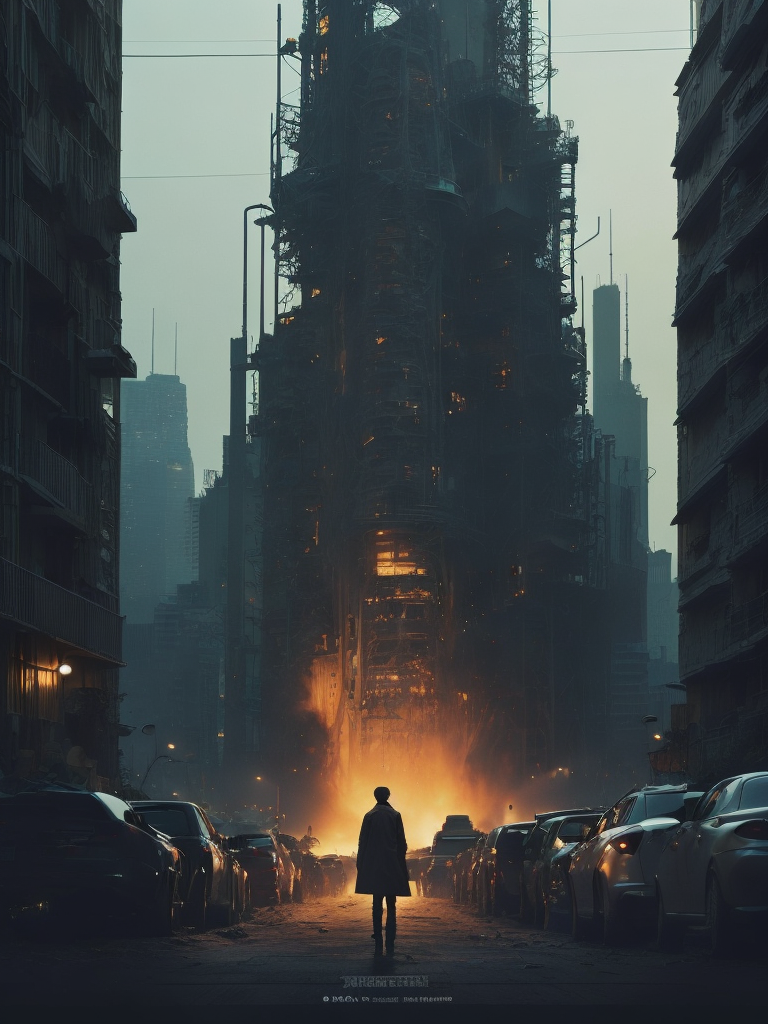 Poster of Industry, humanization, poster, flat illustration style