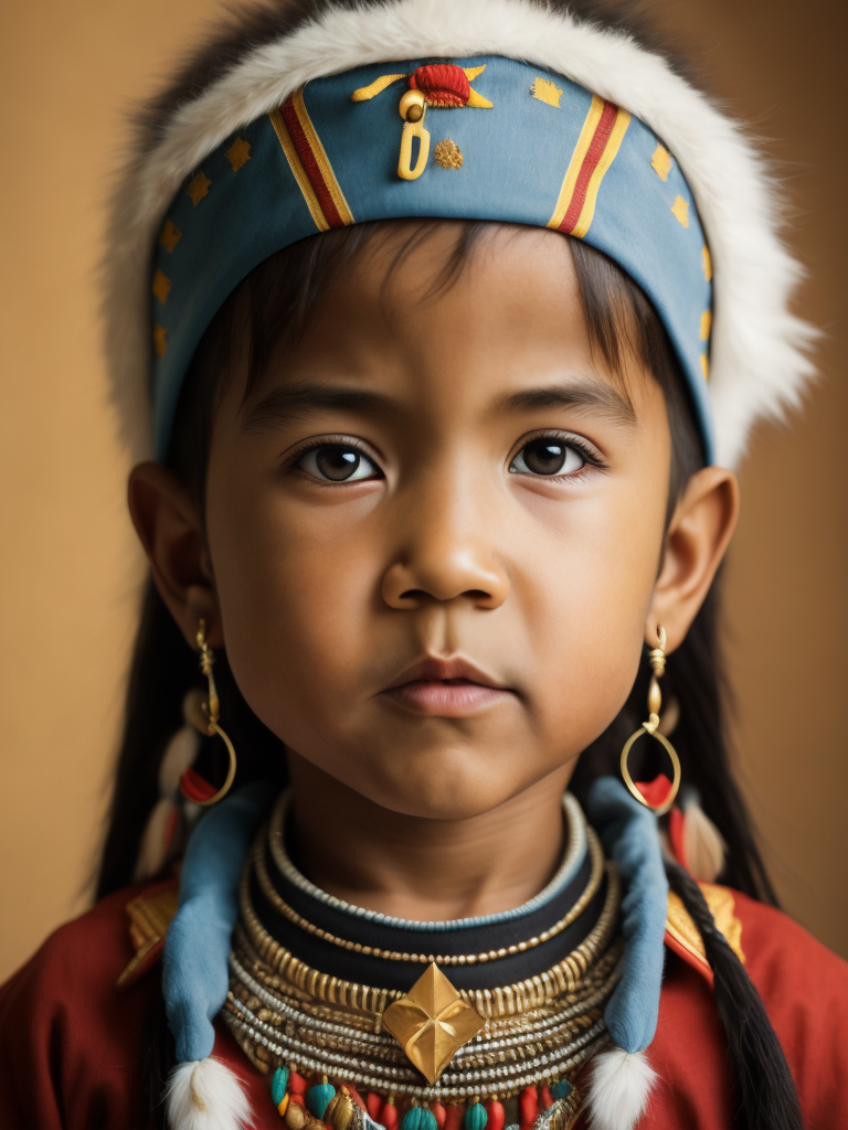 native american boy 1 years old in national dress