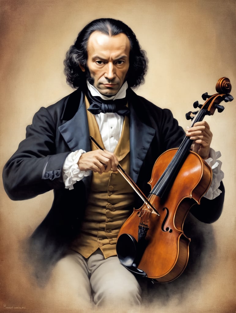 Portrait Niccolò Paganini - That is why Paganini is known as the devil's violinist.