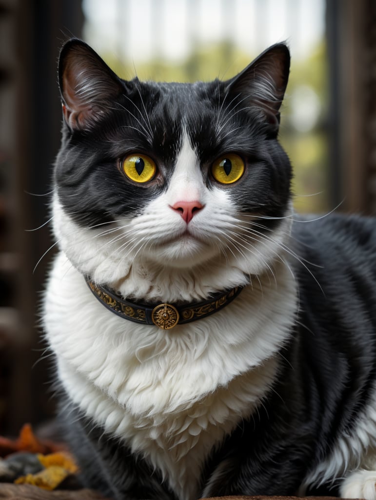 Black white cat.Scottish Fold