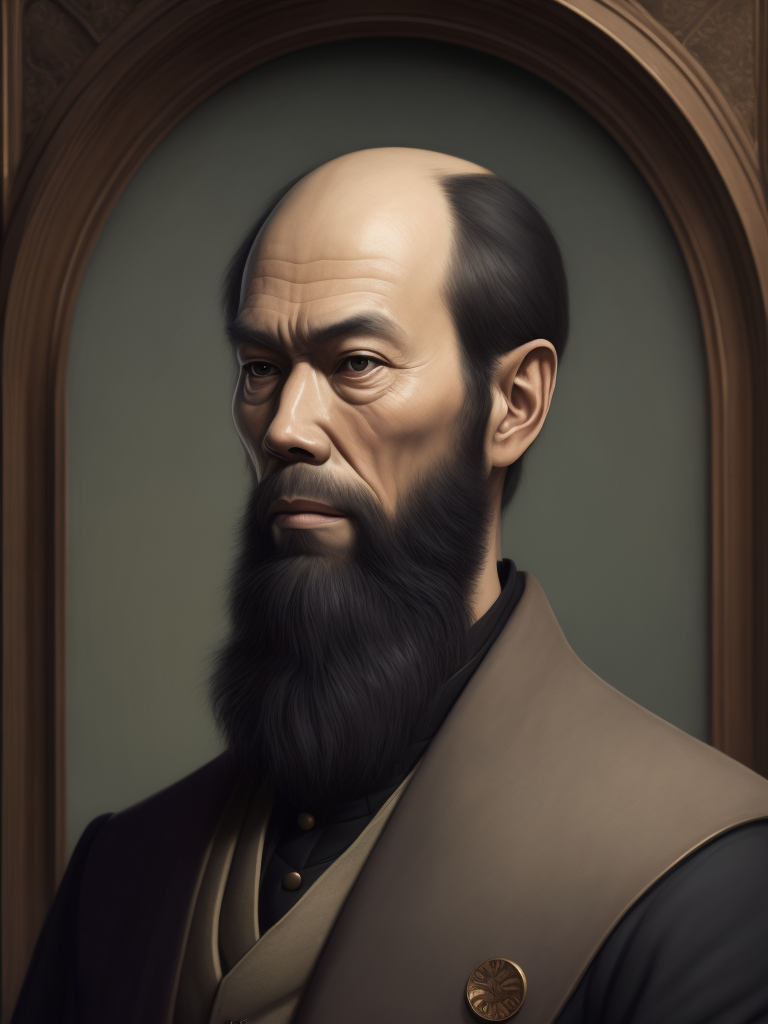 Portrait of Fyodor Dostoevsky, painting, china, style of Liu Ye